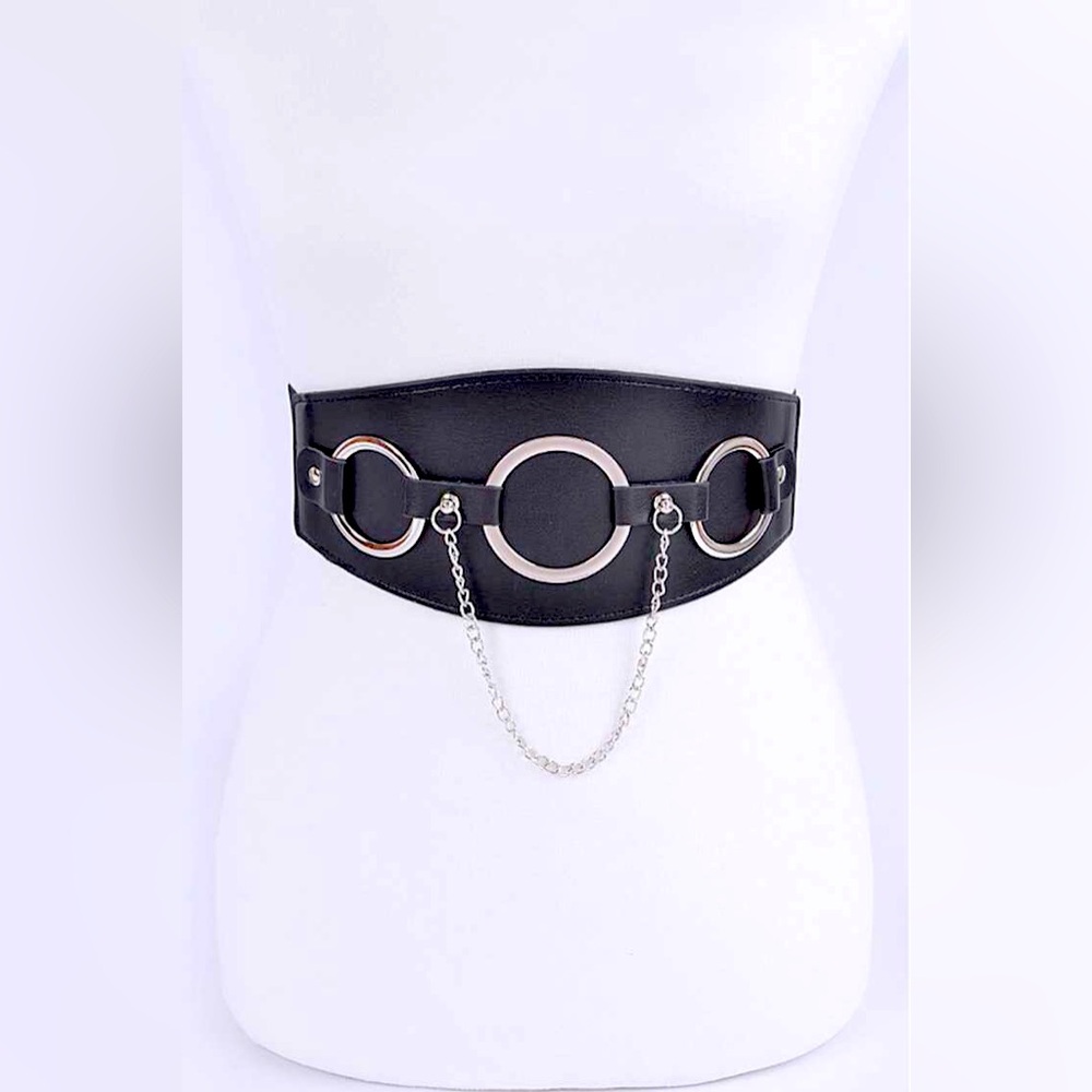 Plus Size Vegan Leather Chain Waist Statement Belt